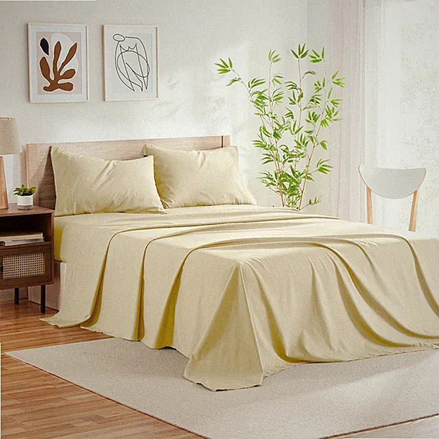 4 Pc Bamboo Deep Pocket Fitted Sheet Set, Lightweight & Breathable Bed Sheet Set