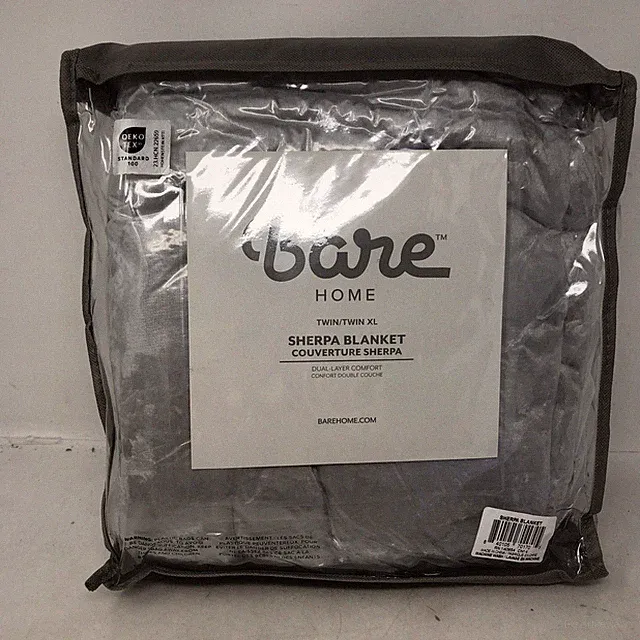 Bare Home Sherpa Blanket Twin/Twin Xl Light Grey