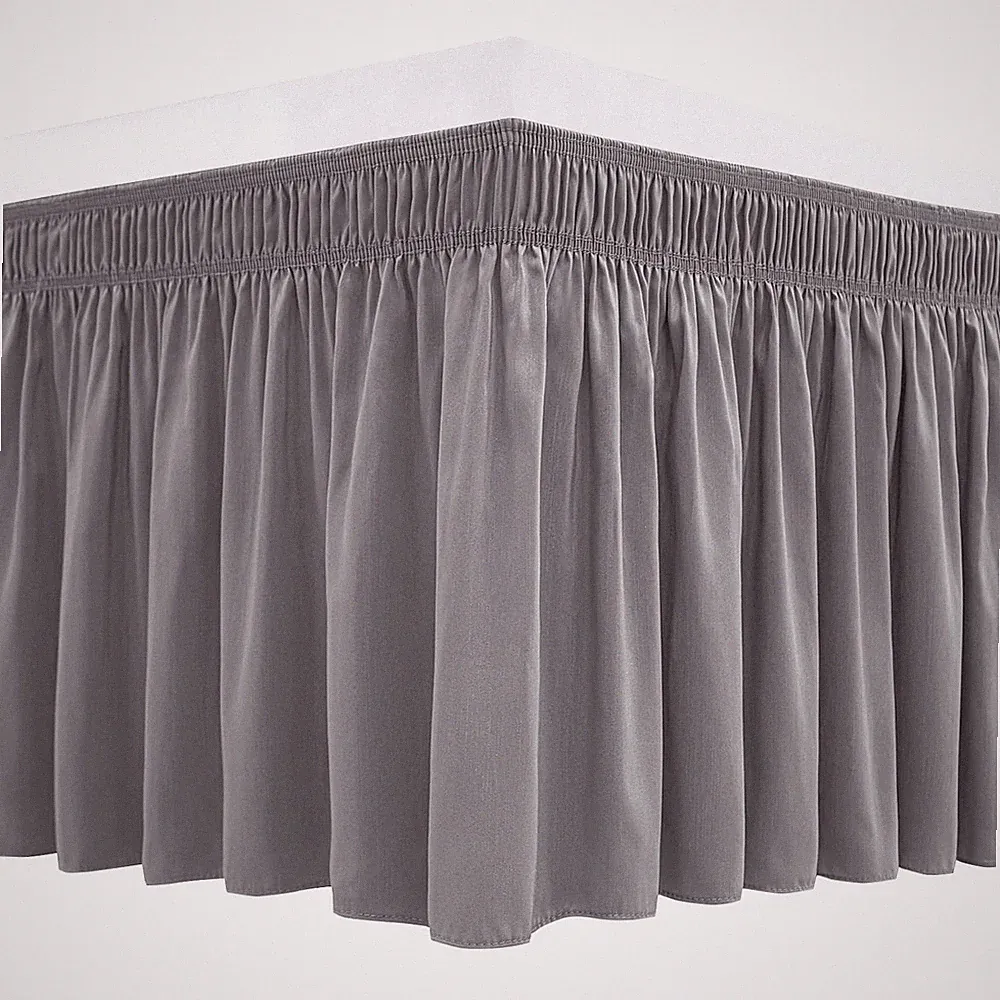 Biscaynebay Wrap Around Bed Skirts for Twin Twin XL Beds 14 Drop, Silver Gre...