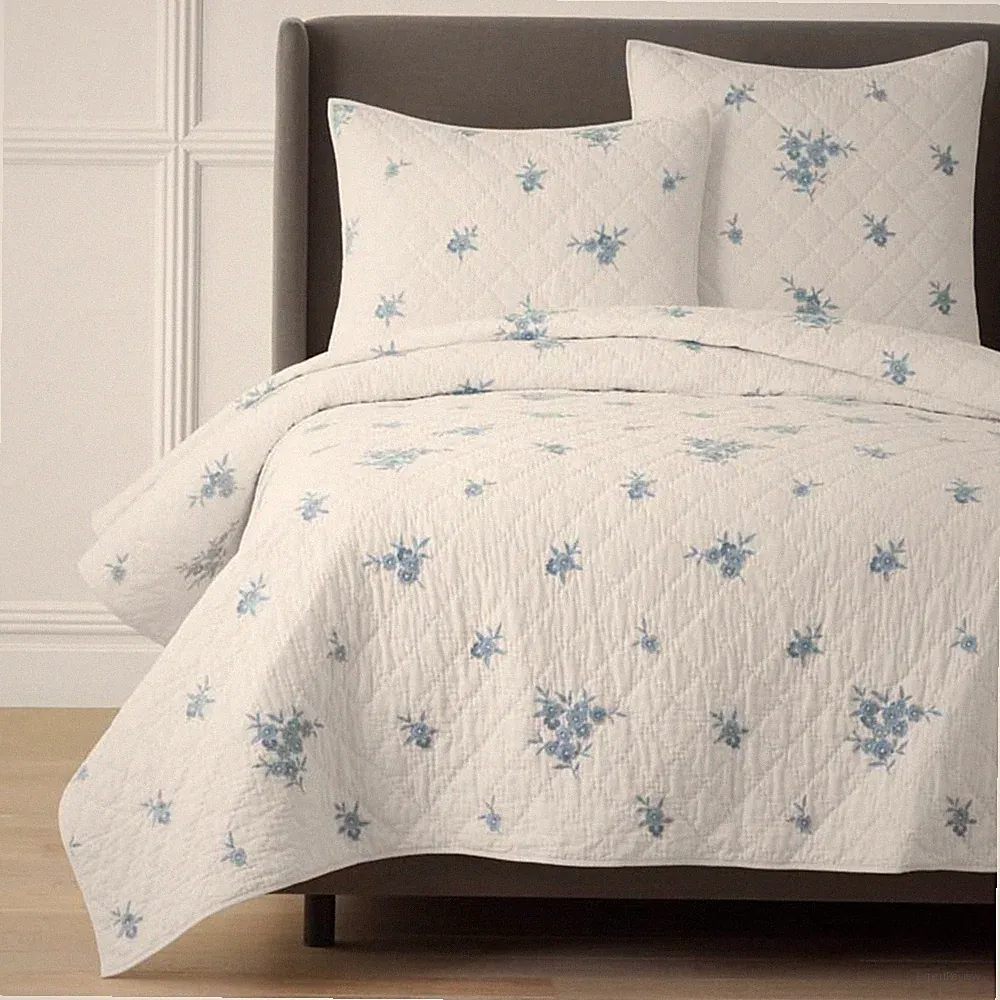 Brinda Floral Quilt - White, Twin/Twin XL...