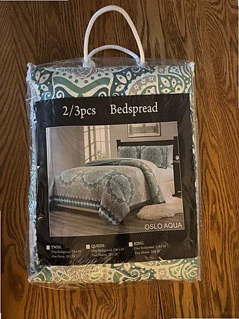 Fancy Collection 2 Pc Twin/Twin XL Quilted Bedspread w/Sham Oslo Aqua - New