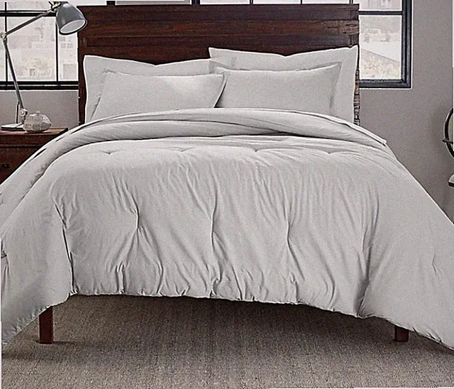 Garment Washed Solid Twin/Twin XL 2-Piece Comforter Set in Silver