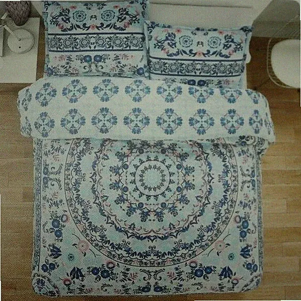 Garment Washed Twin Twin XL Duvet Set Aqua Blue White Teen Youth Bedroom Cotton