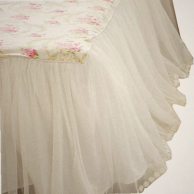 LEA Dust Ruffled Bed Skirts King Size Wrap Around Lace Bed Ruffle with