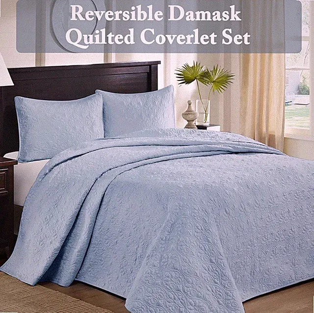 Madison Park Quebec 2-Piece Reversible Twin/Twin XL Coverlet Set in Blue NEW