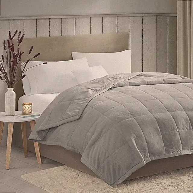 Madison Park Twin Cozy Blanket HeiQ Smart Temperature Plush Blanket Gray Twin XL