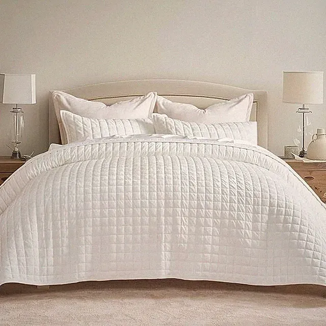 RECYCO Velvet Quilt Twin/ XL Ultra Soft Lightweight Bedspread Set w/ Sham New
