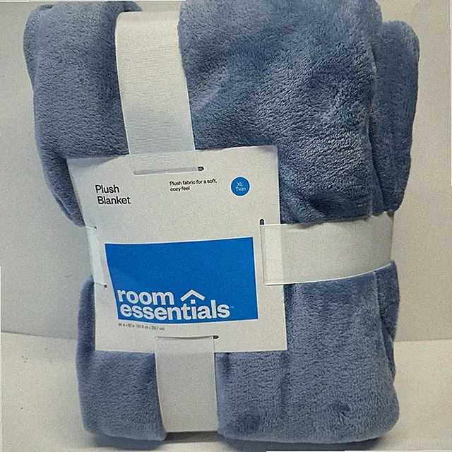 Room Essentials Plush Throw Blanket Twin XL Blue Midweight Cozy & Soft