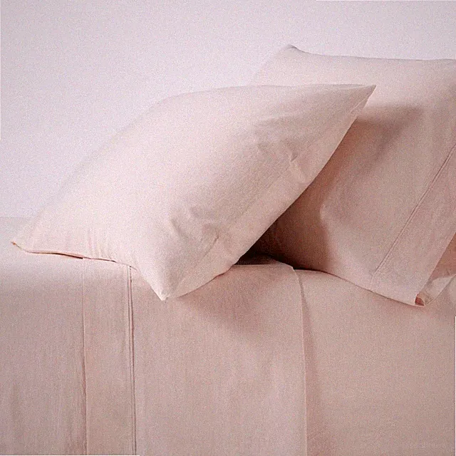 Twin/Twin XL 250 Thread Count Organic Percale Sheet Set Peach Chambray